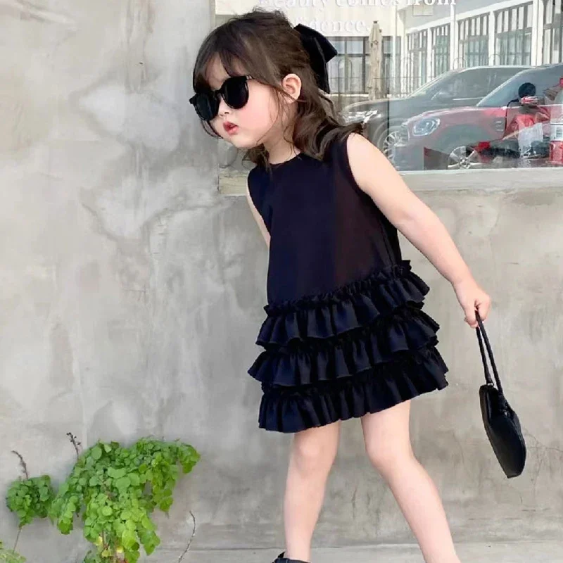 

Dresses Summer For Korean Girls' Black Tank Top Princess Dress Kids Party Girls Dress Kids Girl Fashion Dresses Girl Clothing