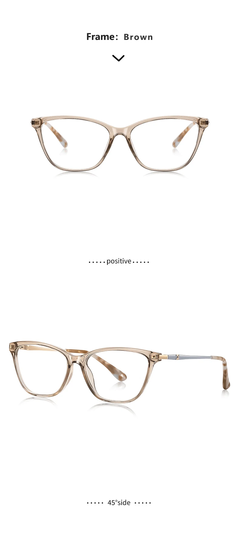OKH Trendy Damen Cat's Eye TR Metallfeder Myopie Brillengestell Korrektionsbrillen Lesen – Detail 12