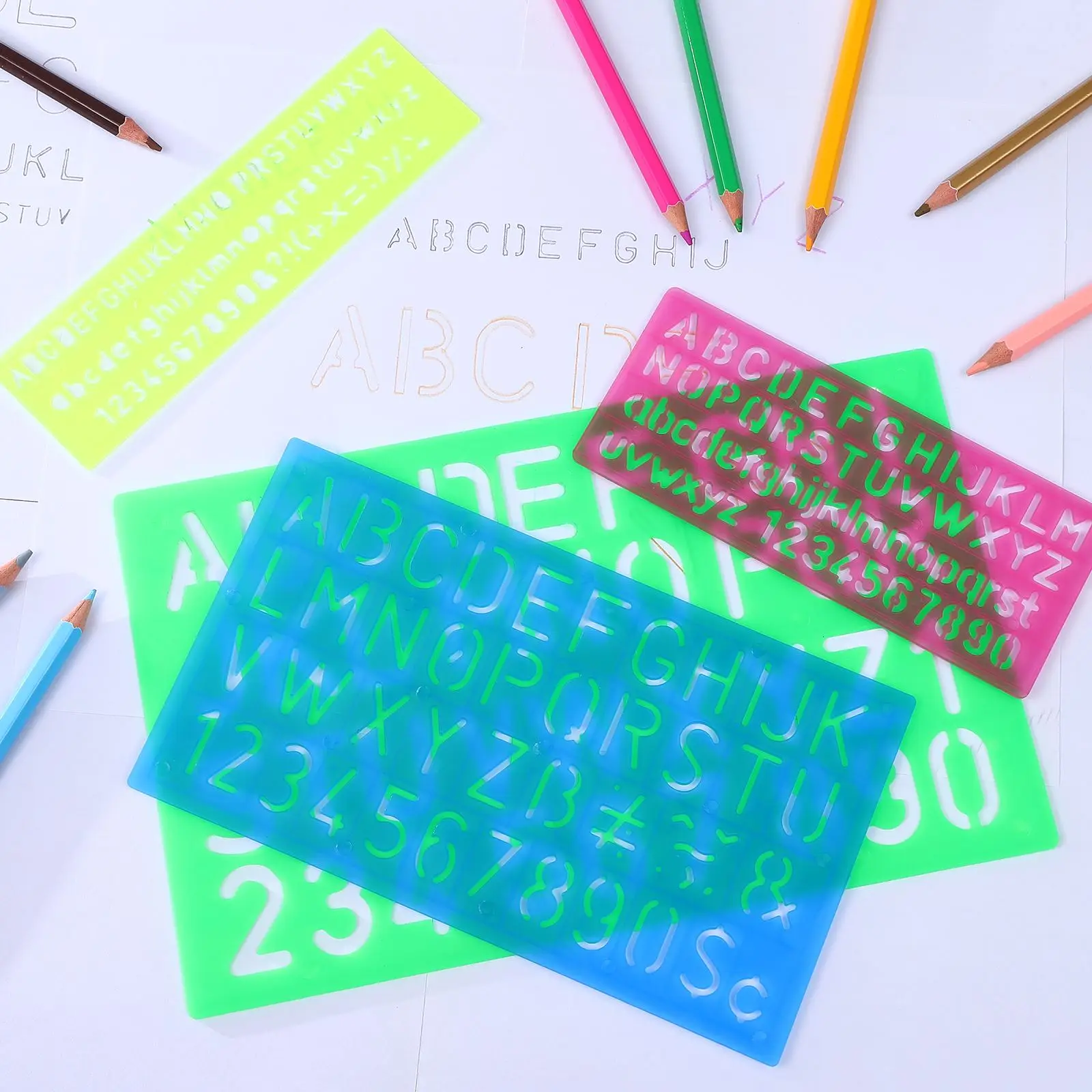 4Pcs Printing Stencils Letter Templates For Painting Compact Spray Letter Templates For Painting Household Printing