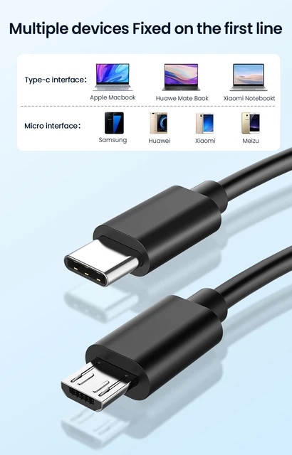 Digite c para cabo micro usb para o telefone móvel, adaptador rápido para  samsung, huawei, xiaomi, macbook pro, otg - AliExpress