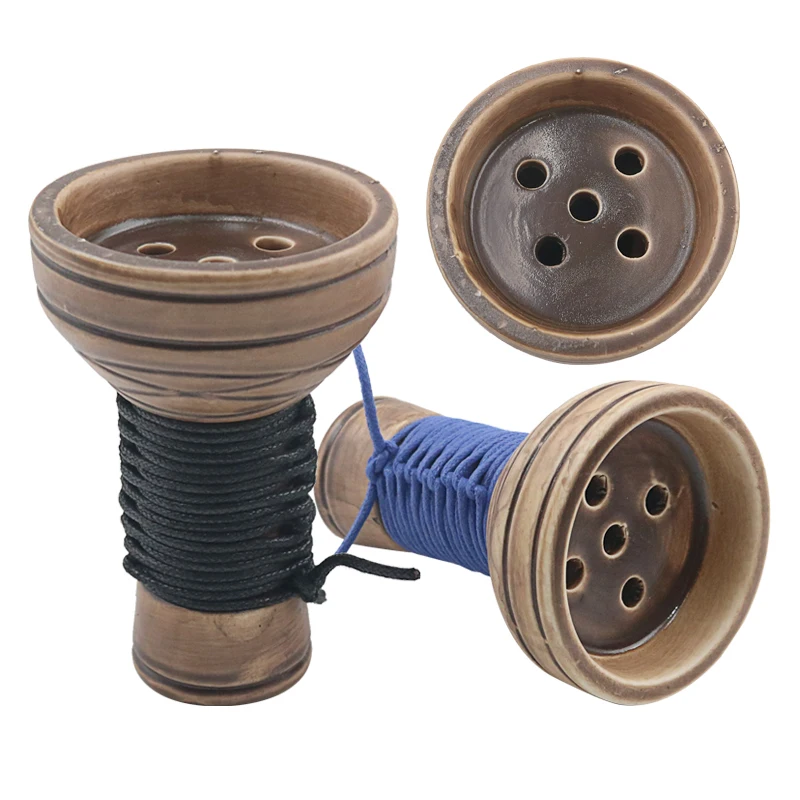 Hookah Accessories Hookah Rope Bowl Ceramic Five Hole Phunnel Shisha Head Tobacco Bowl Chicha Narguile Water Pipe Cachimba Smoking Accessories