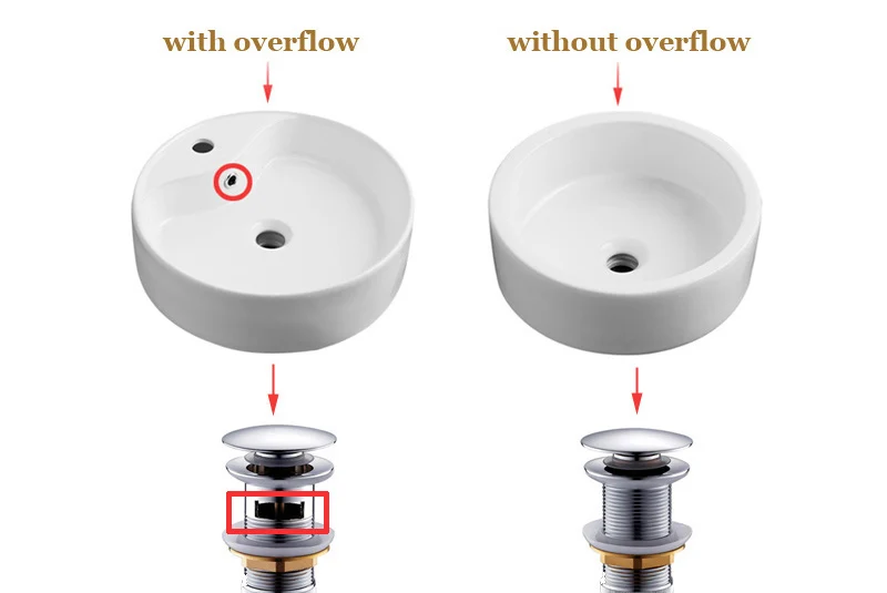 Basin Drain Stopper Bathroom Sink Plug Bathroom Sink Stopper Basin Sink Drain Washbasin Drain Plug Brass Basin Sink Pop Up Drain Brass Drain Plug Gold Bathroom Sink With and Without Overflow