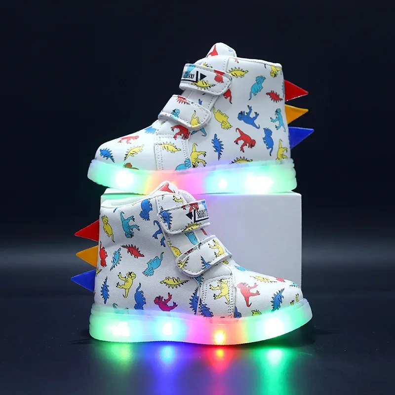 Children's Sports Shoes Cartoon Dinosaur Kid's LED Illuminated Light Shoes 1-6 Year Old Boys' Sports Leisure Sneakers sports shoes kids sneakers kids shoes kids sports shoes
