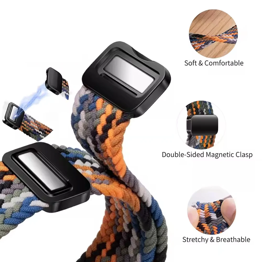 Braided Nylon Loop Strap with Magnetic Buckle Bracelet