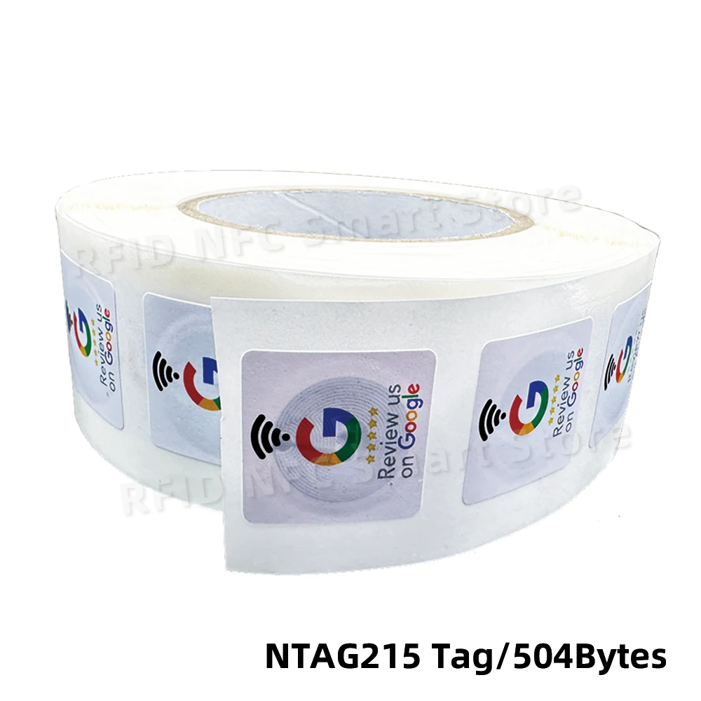 30mm Waterproof Google Review Stickers 504Bytes NFC215 Chip NFC Tap Review Sticker Review us on Google Sticker NFC Tags