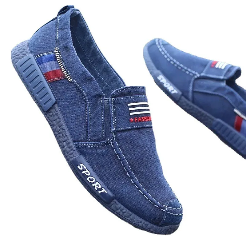 Men Casual Flats Shoes Denim Canvas Slip on Plimsolls Breathable Male Footwear Spring Autumn Sneakers