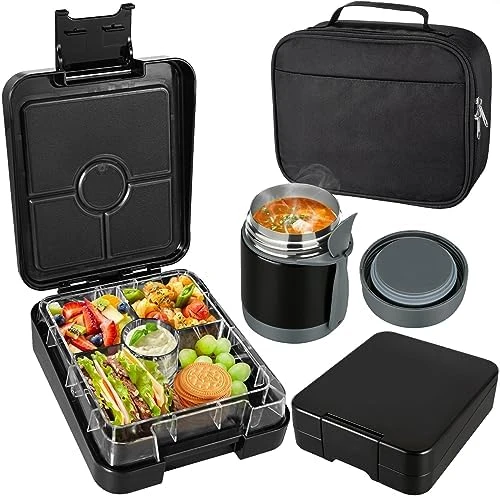 Bento Lunch Box For Kids With Soup, Leakproof Lunch Containers, 4