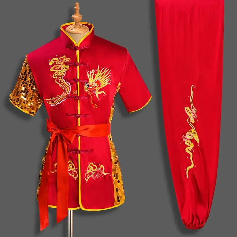 Men Women Chinese Traditional Dragon Wushu Uniform Kung Fu Clothing Set Martial Arts Uniform Tai Chi Kleding Taoist Shaolin tai chi clothing