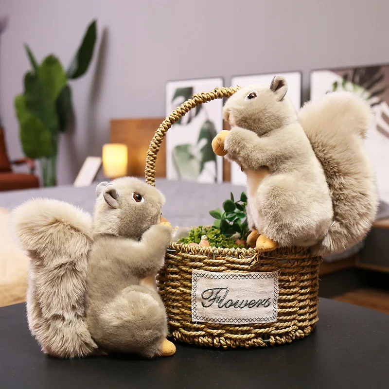 Simulation Cute Stuffed Squirrel Plush Toy Anime Soft Plushies Animals Mini Toys Gifts for Children Girls Birthday ChristmasGift