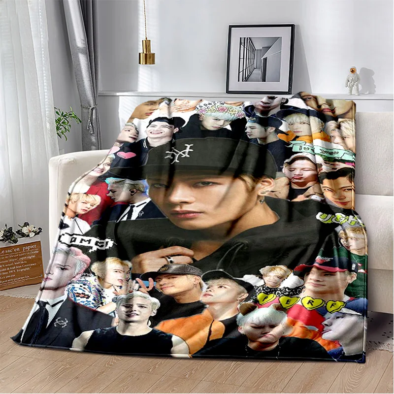 Jackson Wang 가수 별 부드러운 봉제 담요, 플란넬 담요, 거실 침실 침대 소파, 피크닉 어린이 선물, 3D