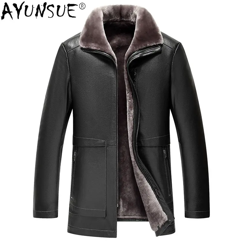 Description Picture 4 of itemThick Winter Jackets 2024 New Genuine Leather Jacket Men Pure Cowhide Real Leather Coats Man Real Sheepskin Fur Coat 5XL Jaqueta