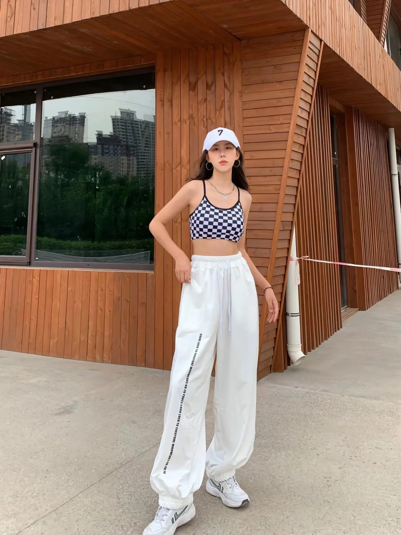 Europäische amerikanische Stil Frauen Hosen hohe Taille lässig Kordel zug Design Frau Hose neue Frühling Sommer y2k Hosen – Detail 3