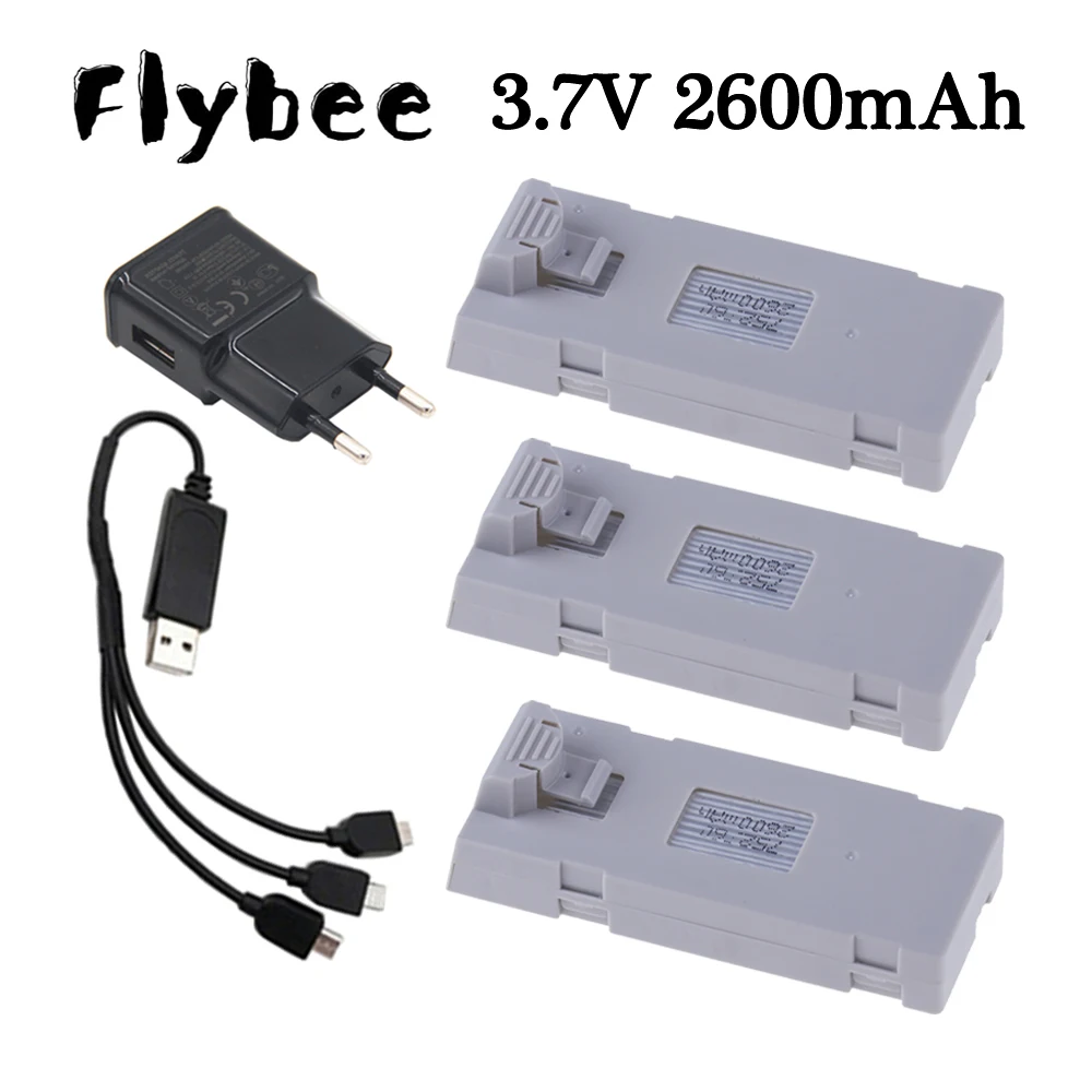 

3.7V 2600mAh RC Drone Battery + Charger For E88 E88PRO Ls-E525 E99 PRO Mini Uav Drone Battery Upgrade 1800mah 3.7V Drone Battery