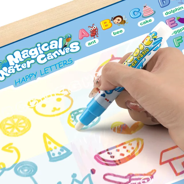100x80CM Magic Water Drawing Mat Coloring Doodle With Magic Pens Reusable Montessori Painting Board Educational Toys Kids Gift 3