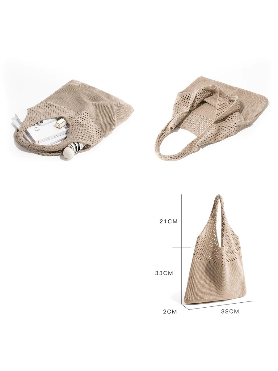 Casual Knitted Women Shoulder Bags Colorful Woolen Handbags Large Capacity Tote Bag Summer Beach Bag Big Shopper Purses 2024