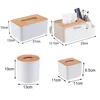 Plastic Tissue Box Wooden Lid Square Napkin Holder Container Wet Tissue Paper Dispenser Case Modern Home Car Organizer 6