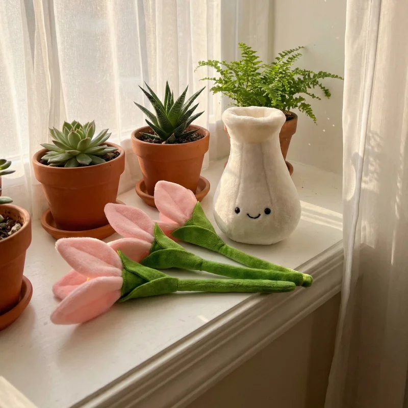 꽃 DIY 꽃꽂이 플러시 그린 식물 화분 백합 난초 민들레 튤립 플러시 장식품 홈데코 여자친구 선물