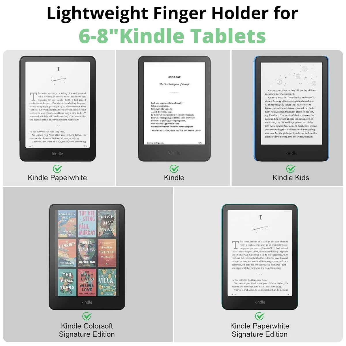Soft Security Hand Strap for Tablets and E-Readers - Lightweight, High Elasticity Finger Grip Holder