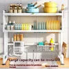 Multi Organizer Cabinet Sink Rack，Over The Sink Dish Drying Rack Kitchen Storage Cabinet Kitchen Stainless Steel Storage Shelf 4