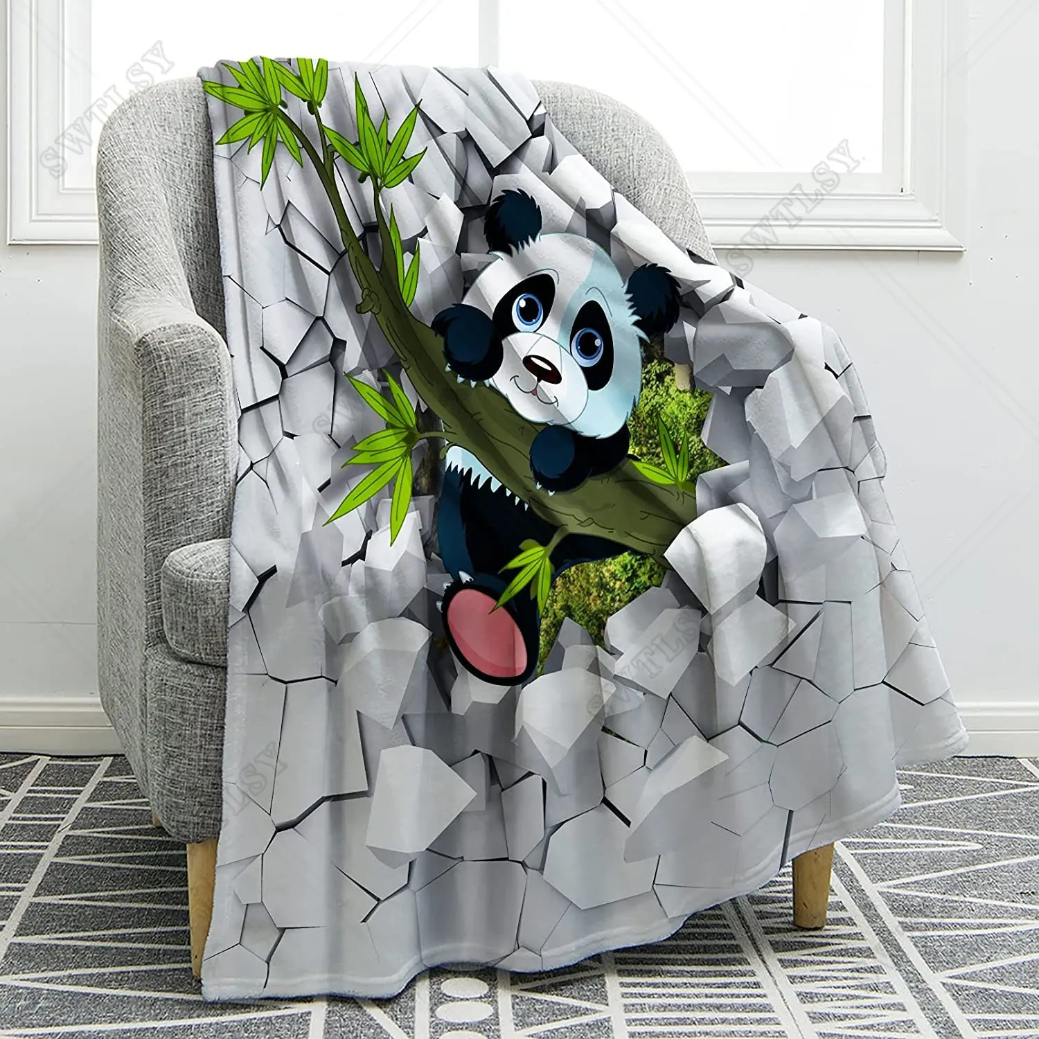 

Cute Kawaii Panda Blanket Soft Lightweight Flannel Cartoon Panda Throw Blankets Bedding for Bed Sofa Couch Living Room Gifts