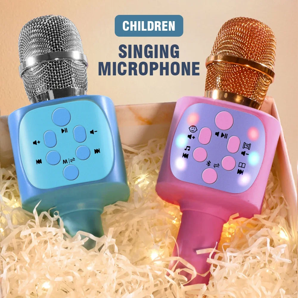 Children's Portable Handheld Microphone Speaker Integrated Karaoke Puzzle Education Bluetooth Speaker with Wireless Microphone 4