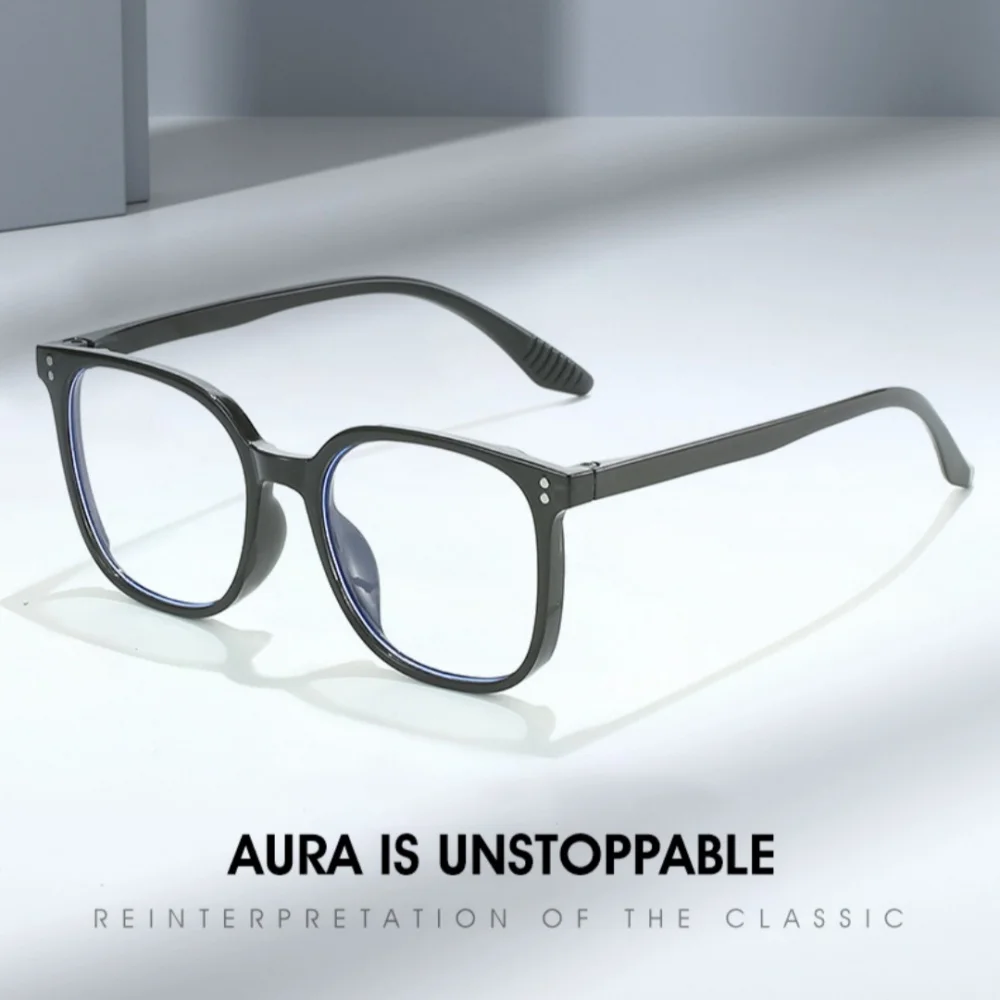 KLASSNUM Anti-Blaulicht-Dekorationsbrille für Damen, transparent, großer quadratischer Rahmen, Computer-Flachlicht-Modebrille 2026 – Detail 8