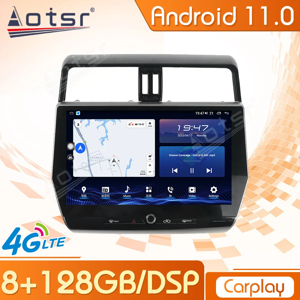 

For TOYOTA Land Cruiser Prado 150 2018-2023 Android11 Radio Multimedia Car Cassette Recorder Stereo Player Tesla Navi Head Unit