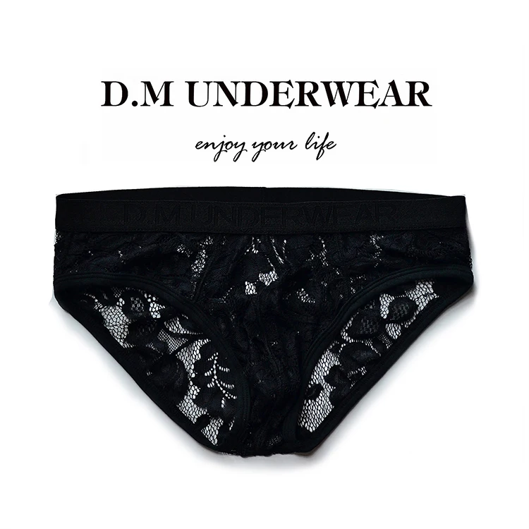 

Men's Underwear Low Waist Sexy Homme Gay Lace Mesh Transparent Breathable Briefs Personality Brief Underpants for Men