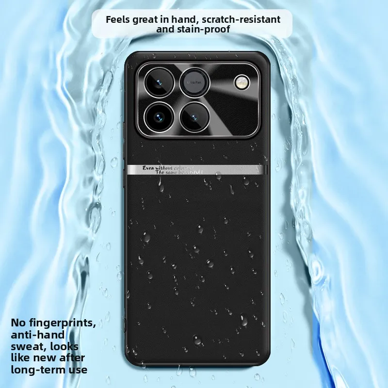 Luxury Liquid Leather PU Frame Shockproof Phone Cover with Metal Lens Protection