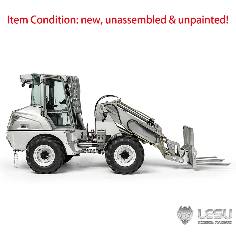New LESU Aoue AT1050 RC Loader 1/14 Hydraulic Metal Machine Model with Telescopic Arm Fork ST8 Remote Control Car RC Toy 5