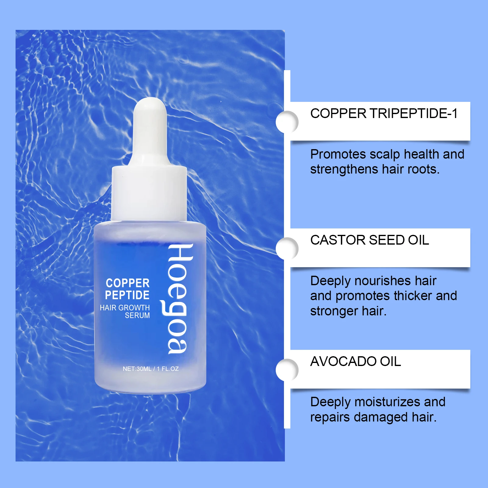 Copper Peptide Hair Regrowth Serum Strengthen Hair Roots Deep Nourishing Essence Repairing Damaged Care Essence