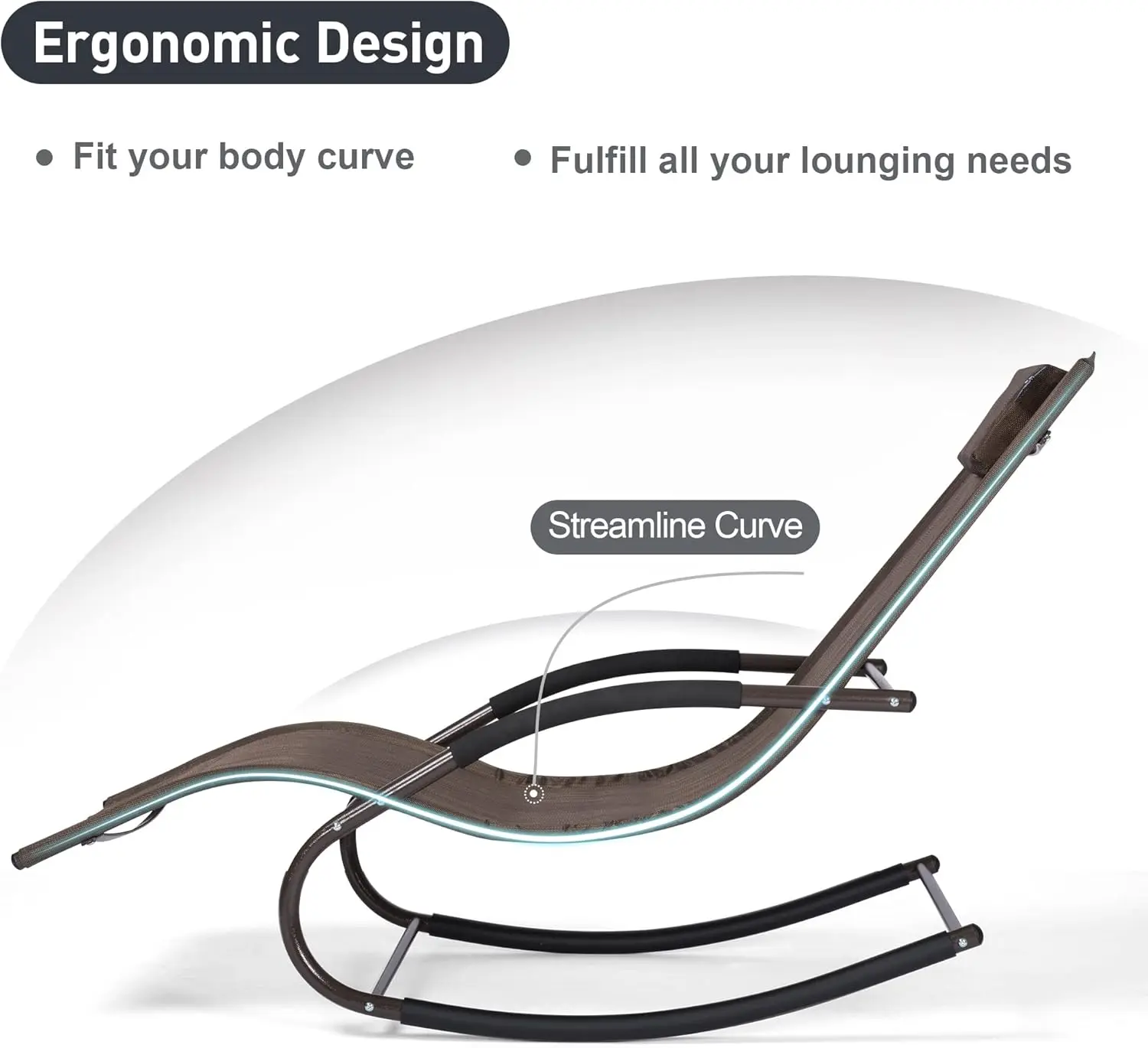 Lounge Chair, Outdoor Chaise Lounge with Detachable Pillow for Patio, Lawn, Pool, Outdoor Lounge Chairs, Brown