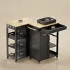Kitchen Island Cart with Solid Wood Top, Rolling Serving Utility Trolley Cart with Drawer, Cabinet, Towel Rack, Hooks 3