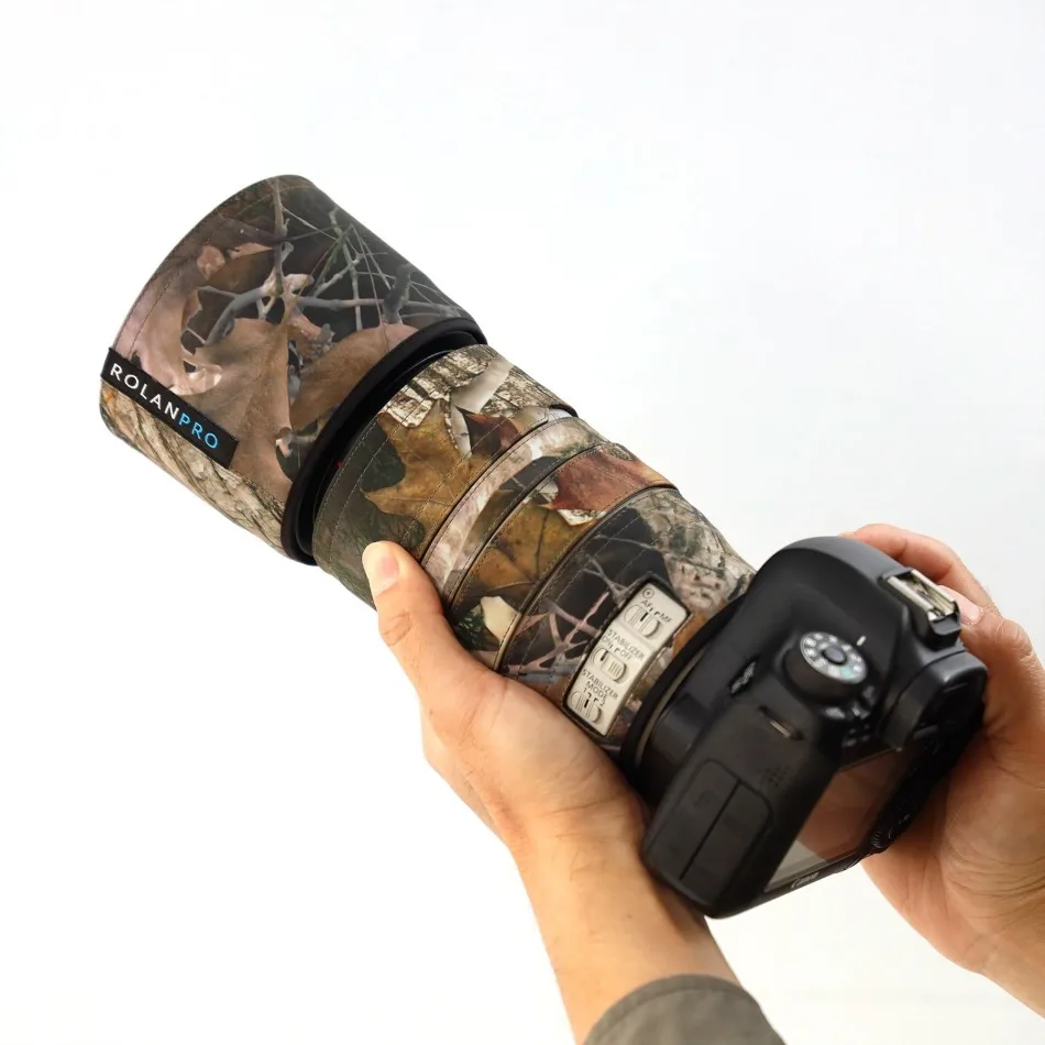 ROLANPRO 방수 렌즈 위장 코트 레인 커버 캐논 EF 70-300mm f4-5.6L IS USM 렌즈 슬리브 건스 케이스