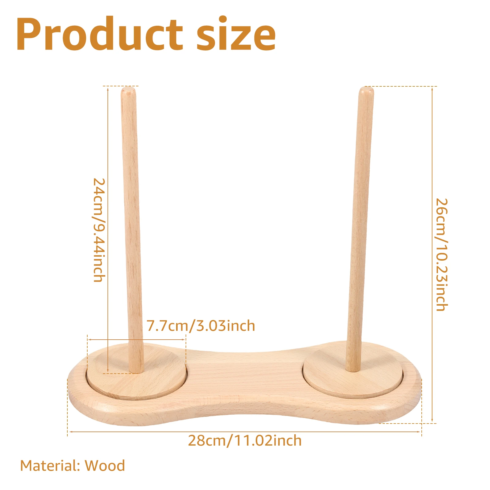 Double Wooden Yarn Holder Rotatable Wooden Yarn Skein Spinner Revolving Ball Stand Stable Holder Dispenser Crochet yarn holder