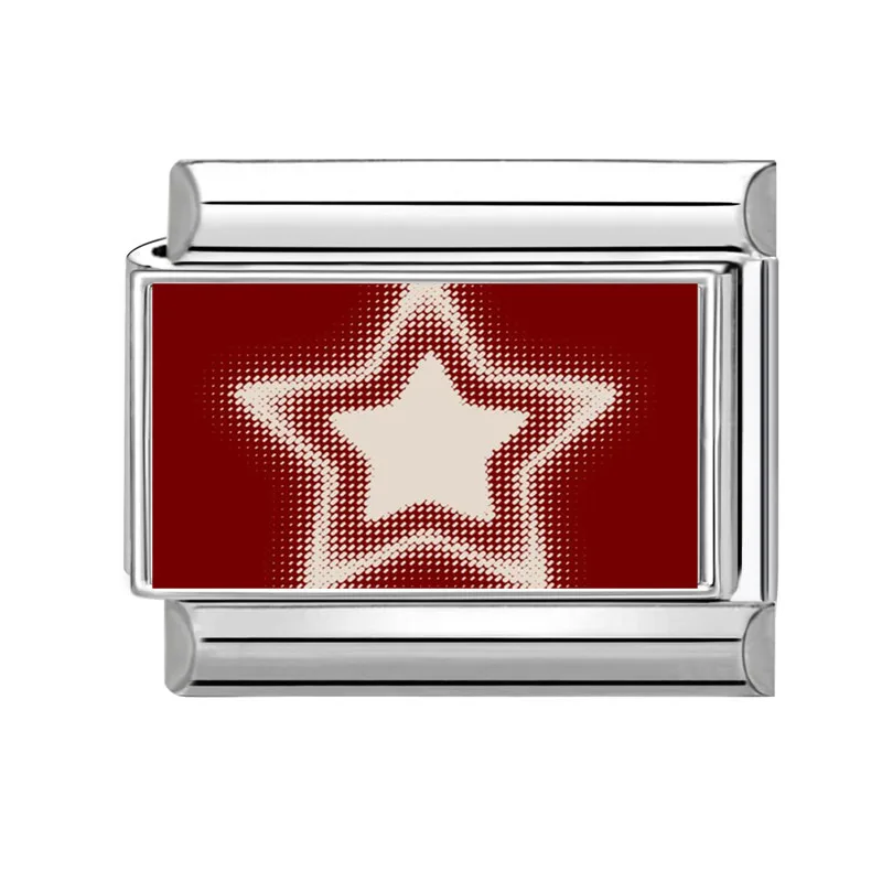 1 Stück 304 Edelstahl roter italienischer Charm Links Erdbeer Satr für DIY Armband Schmuckherstellung Rechteck 10 mm x 9 mm – Detail 3