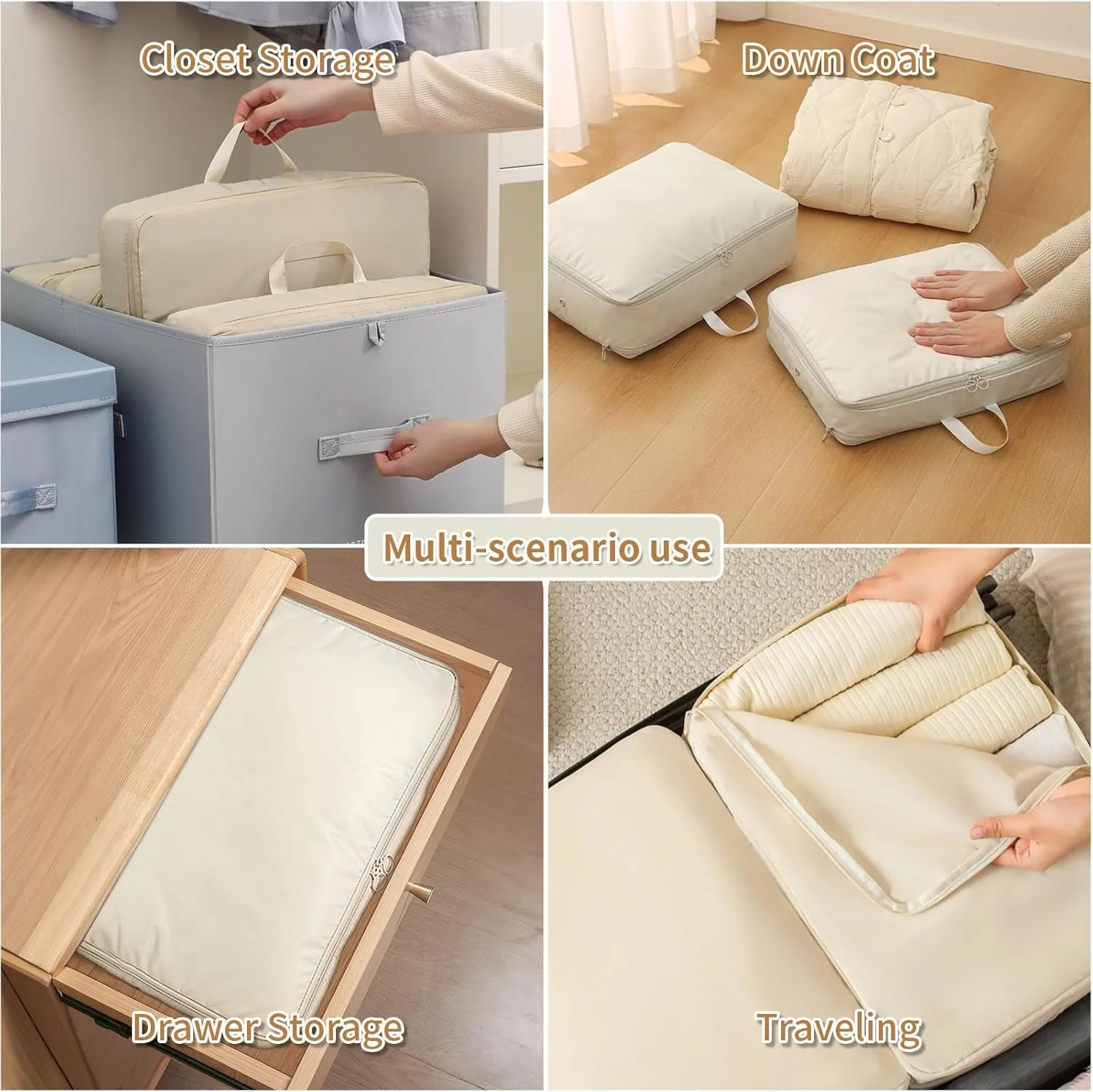 Self Compression Organizer Down Jacket Storage Bag Space Saver Comforter Clothing Bedding Duvet Blanket Travel Packing Case 4
