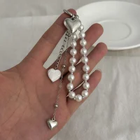 2025 nouvelle perle perles chaîne porte-clés Ccb pêche coeur perle sac chaîne pendentif bijoux accessoires usage quotidien porte-clés cadeaux 2