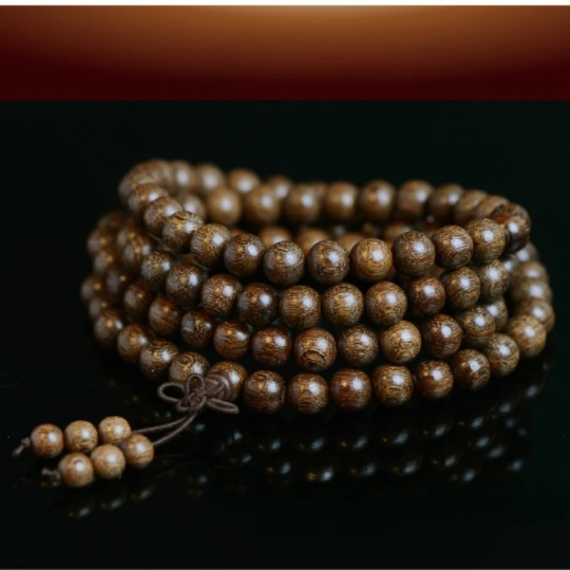 

Bracelet Men's and Women's Handmade Solid Wood round Gold Sandalwood 108 Multi-Circle Necklace Buddha Beads Couple Accessories
