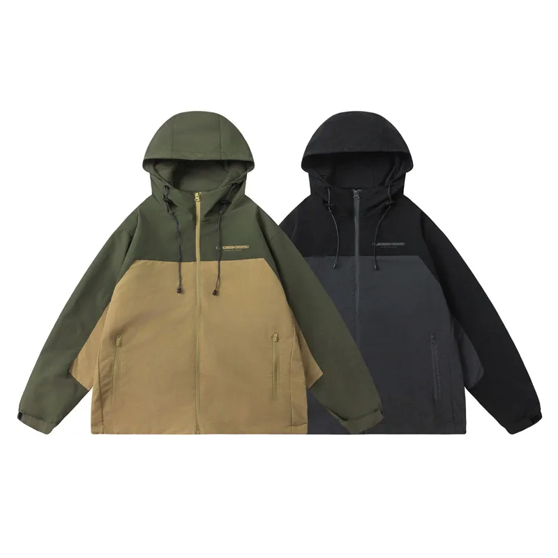 

Color Splicing Hardshell Jacket Spring Autumn Advanced Sense Function Cargo Jacket for Men Women