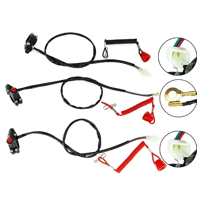 

Motorcycle Single Support Flameout Switch Horizon for ATV Beach Bike Tether Lanyard Outboard Emergency Stop Flameout Switch