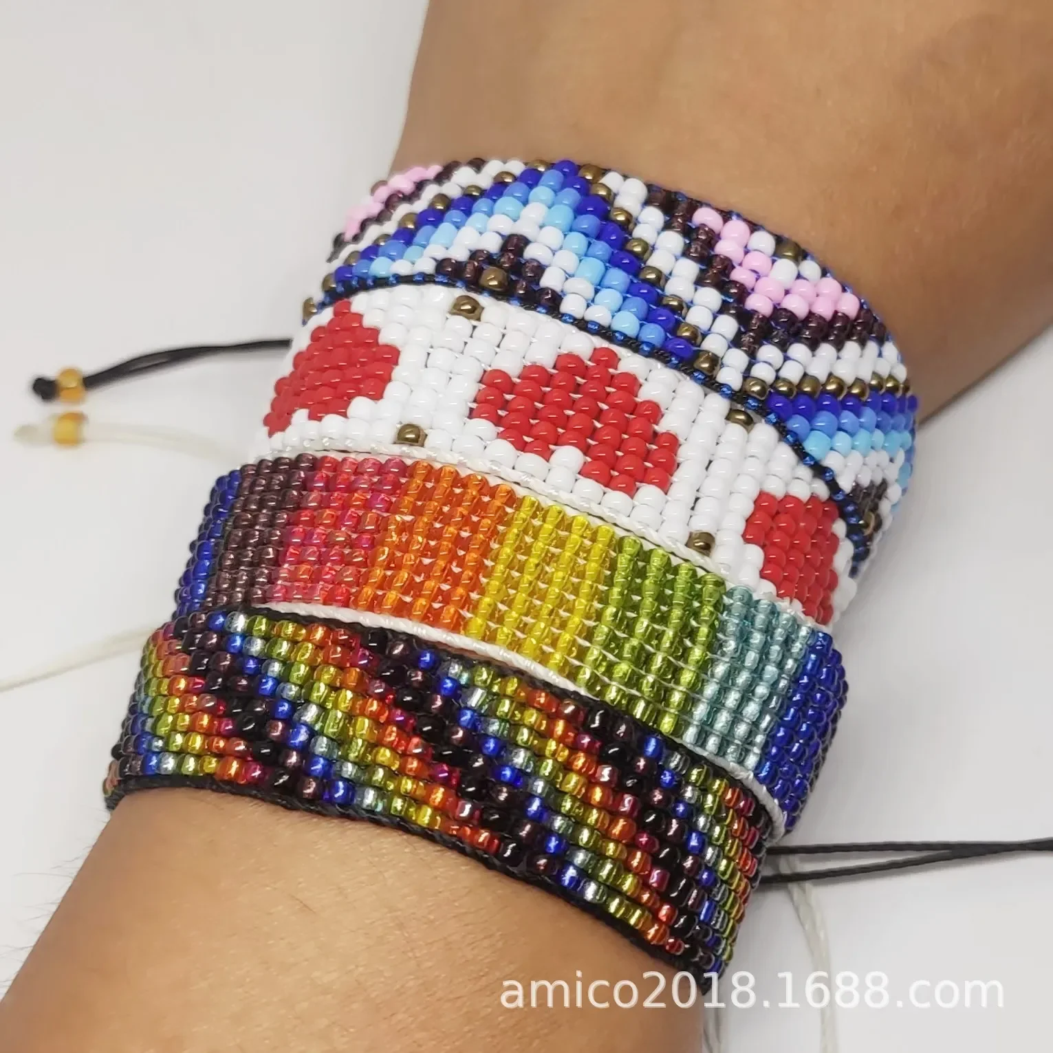 

Rice bead bracelet Rainbow Gradient Heart Design Originality Hand knitting Bohemia Adjustable Fashion Simple Beaded bracelet