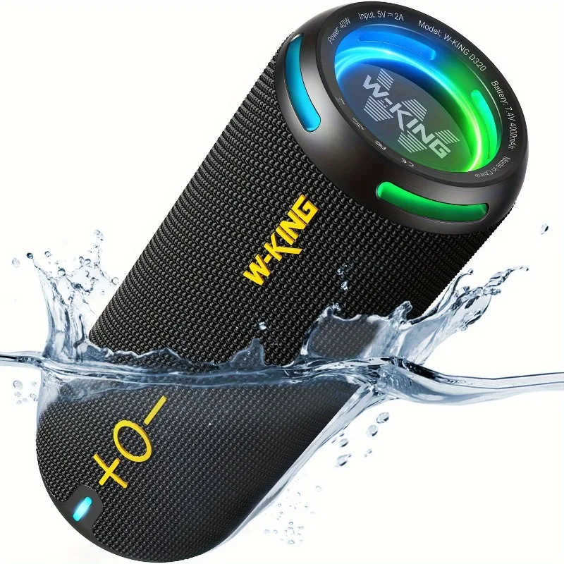

Wireless Speaker Portable Outdoor Speaker EQ APP/Deep Bass 360° Sound with Dual Voice Coil/Light/TF/AUX 40W Party Shower Speaker