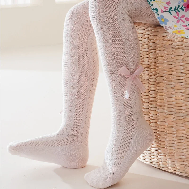 1 Piece Spring and Autumn Children Cute Bow Simple Casual Princess Fashion Sweet Girl Mesh Breathable Pantyhose