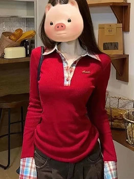 بلوزة كاروهات بياقة بولو وتصميم قطعتين أنيق — صورة 6