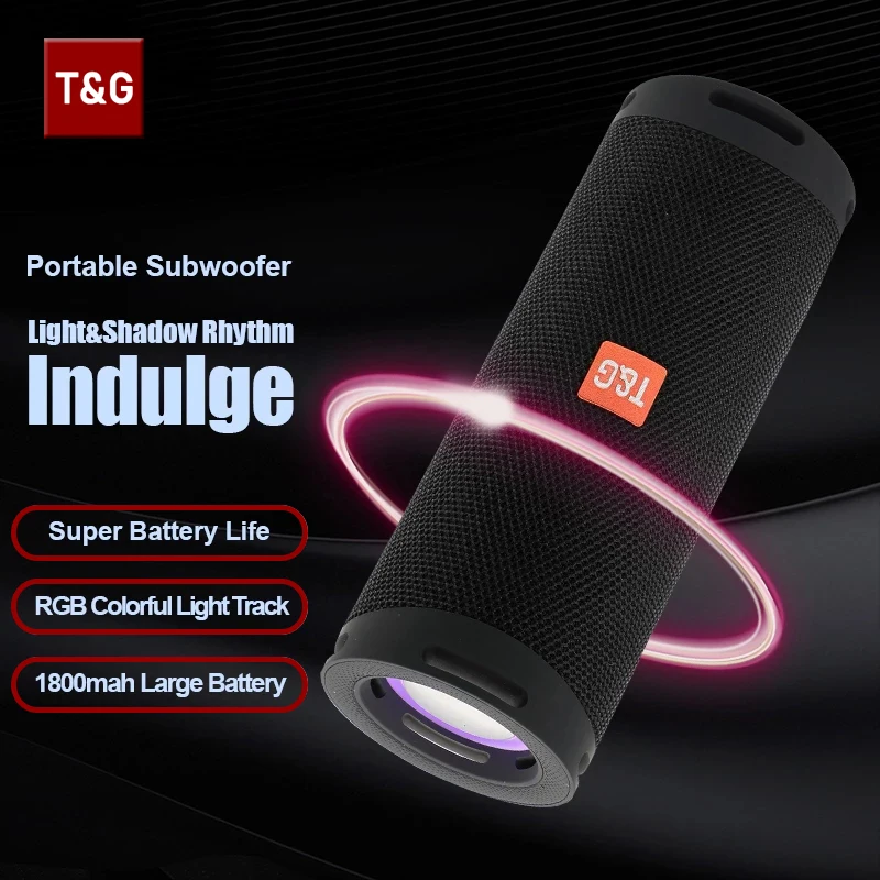Alto-falante Portátil sem Fio Bluetooth Luz de Cor Coluna Estéreo Subwoofer Impermeável Suporte Usb tf fm Exterior Tg289 - Image 6