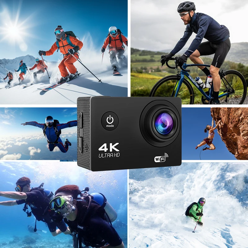 Action Camera Ultra HD 4K/30fps WiFi 2.0-inch 170D Underwater Waterproof Helmet Video Recording Sports Cameras Outdoor Mini Cam 4
