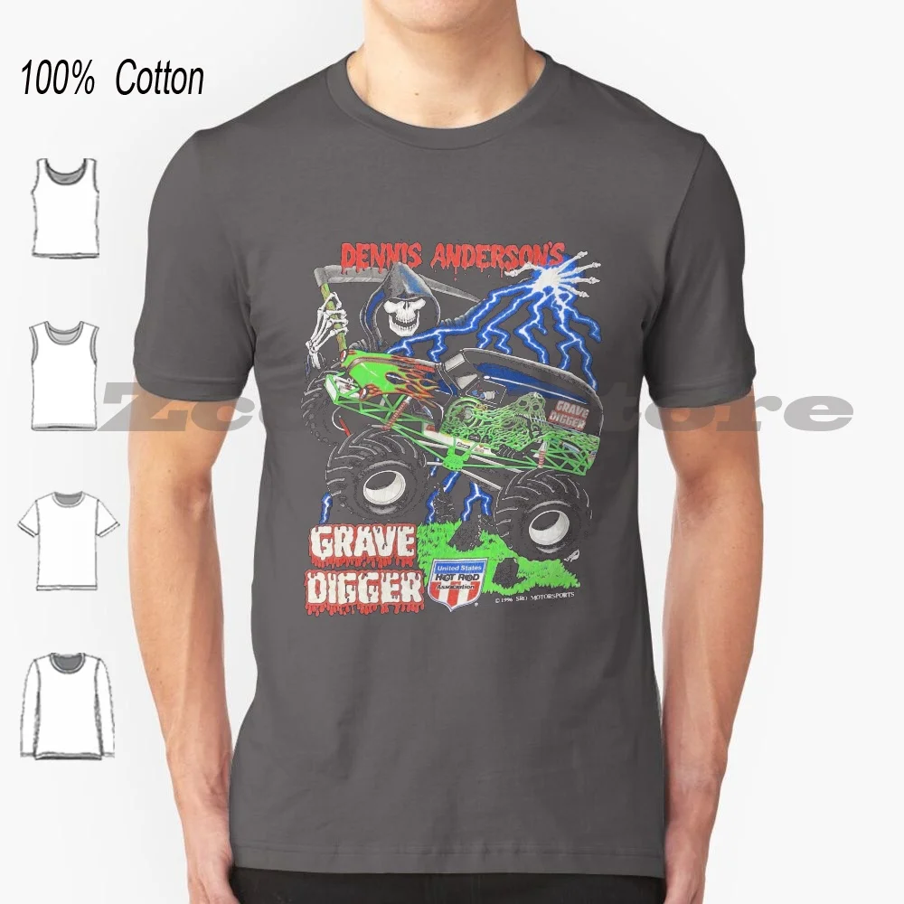 Grave Digger Dennis Anderson Motor Sport T Shirt 100% Cotone Confortevole Di Alta Qualità Grave Digger Monster Grave Monster Jam