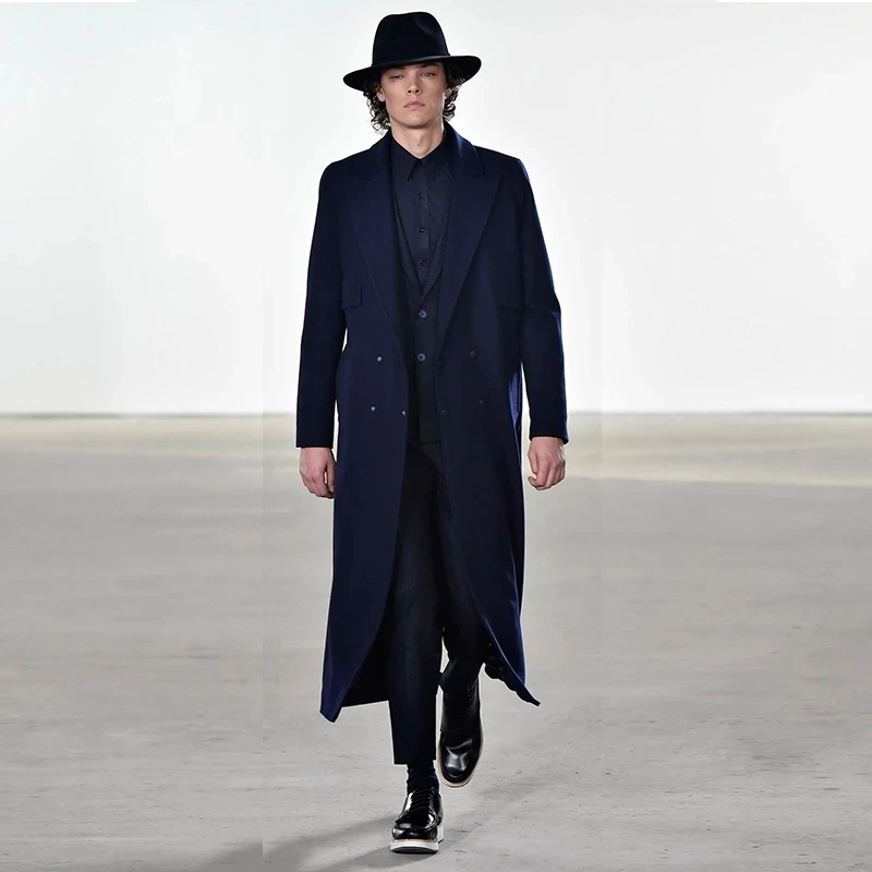 

Men's Wool Coat 2023 Autumn And Winter Large European And American Medium Length Suit Collar Invisible Button Large Coat