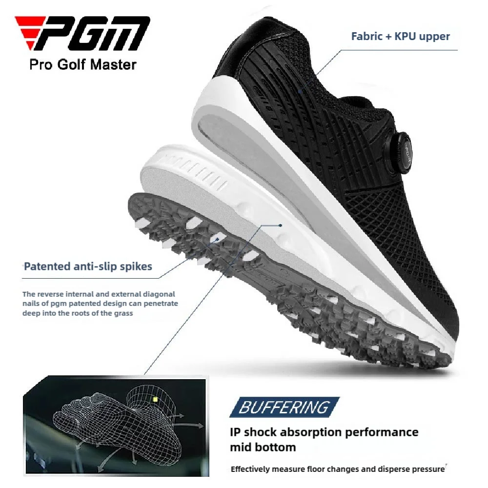 PGM Golf Shoes Men's Sports Shoes Summer Rubber Breathable and Ventilated Men's Shock-absorbing Sole Anti Slip Shoe Studs